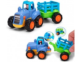 Friction Powered Cars Push and Go Trucks Construction Vehicles Toys Set of Tractor Bulldozer Dump Truck Cement Mixer for Baby Toddlers Infants Boys Gifts