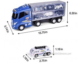 FUN LITTLE TOYS 12 in 1 Die-cast Police Car Transport Truck Car Carrier Toy with Mini Police Vehicles