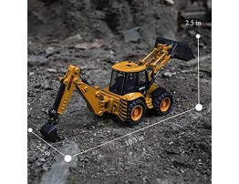 Gemini&Genius Backhoe Loader Heavy Duty Wheeled Excavator Construction Site Vehicle Toys 1：50 Scale Site Backhoe Digger Engineering Car Site Sandbox Toys Collectible for Kids and Decoration for House