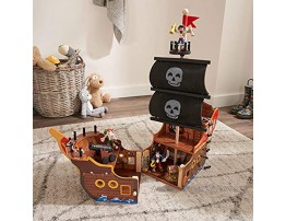 KidKraft Adventure Bound: Wooden Pirate Ship Play Set with Lights and Sounds Pirate Figures 8 Pieces Included ,Gift for Ages 3+