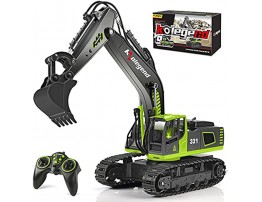 kolegend Remote Control Excavator Toy Truck 1 18 Scale RC Toys Hydraulic Excavator Construction Vehicles for Boys Girls Kids RC Tractor with Lights Rechargeable Battery