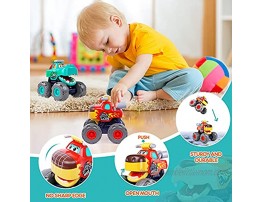 Toy Cars for 1 2 3 Year Old 3 Pack Monster Truck Toy Push & Go Crocodile Car Friction Powered Bull Car Pull Back Leopard Car Big Wheel Animal Toy Car Baby Toy Gift for 12 18 Month Boys Girls Toddlers