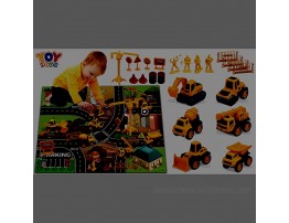 TOY Life Construction Vehicles Truck Sandbox Toy Set for Kids with 27.75x32.28 Inch Play Car Mat& 6 Construction Diecast Pull Back Cars -Construction Truck Tractor Excavator for Boy 2 3+ Year olds