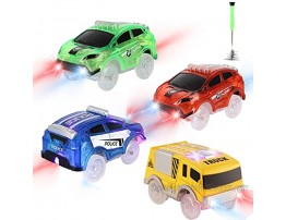 Tracks Cars Replacement only Toy Cars for Tracks Glow in The Dark Car Tracks Accessories with 5 Flashing LED Lights Compatible with Most Car Tracks for Kids Boys and Girls4pack