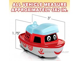 ArtCreativity Metal Cartoon Car Set Set of 6 Mini Pullback Toy Cars Pullback Train Bus Taxi Tram Plane and Ship Party Favors Best Birthday Gift for Boys Girls Toddlers
