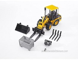 Bruder Toys Construction Realistic Attachments and Accessories for Frontloader Vehicle Including a Basket Pallet Winch and Forks Ages 3+