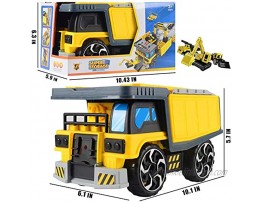 Construction Truck Car Toys Set for Boys 5 in 1 Carrier Truck Toddler Toys Tractor Toys with Matchbox Bulldozer Dump Truck Ladder Truck Excavator Helicopter for 3+ Years Old Boys Girls