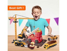 Construction Truck Toys with Crane for 2 4 5 6 Years Old Boys 81pcs Kids Alloy Engineering Vehicle Sets Tractor Trailer Excavator Dump Wheel Loader Cement Forklift Car for Xmas Birthday Gift Kids