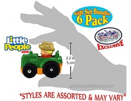 Fisher-Price Little People Wheelies Vehicles Gift Set Blind Bundle with Exclusive Matty's Toy Stop Storage Bag 6 Pack Assorted Styles