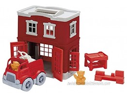 Green Toys Fire Station Playset 8 Piece Pretend Play Motor Skills Language & Communication Kids Role Play Toy. No BPA phthalates PVC. Dishwasher Safe Recycled Plastic Made in USA.