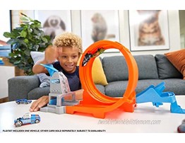 Hot Wheels Loop Stunt Champion Track Set with Dual-Track Loop Dual Launch Spring Ramp & 1 Hot Wheels Car for Kids 4 Years Old & Older