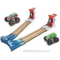 Hot Wheels Monster Trucks Double Destruction 3-in-1 Play Set with 1 1:64 Scale die-cast Metal Body Monster Truck 1 Plastic Crash Dummy 2 Slam Launchers with Short Straight Tracks & Ramps