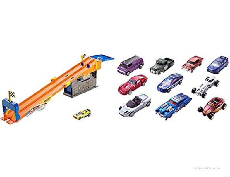 Hot Wheels Rooftop Race Garage Playset Race to The Finish Line Then Pull Into The Garage for a Tune-up with The Rooftop Race Garage! & Wheels 10