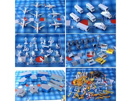 International Airport Assembled Toy 8 Planes and 8 Vehicles 200 Pieces Aircraft Model Playset Simulated Scene
