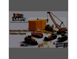iPlay iLearn Kids Construction Toys Truck Set Boys Engineering Vehicle Playset Crane Transport Trailer Bulldozer Forklift for Sandbox Site Birthday Gift for Age 3 4 5 6 Year Old Toddler Children