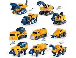 Miebely Toddler Robot Construction Vehicles Set – 5Pcs Transforming Robots for Kids Magnetic Toys with Durable Connectors – Easy DIY Assembly Function – 5-in-1 Educational STEM Toys Yellow