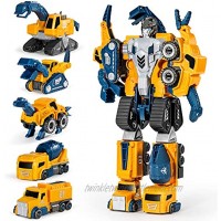 Miebely Toddler Robot Construction Vehicles Set – 5Pcs Transforming Robots for Kids Magnetic Toys with Durable Connectors – Easy DIY Assembly Function – 5-in-1 Educational STEM Toys Yellow