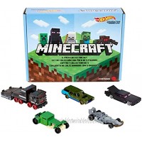 Minecraft Hot Wheels Character Vehicle 5-Pk Collector Set 1:64 Scale Collectible Cars and Trucks for Play and Display Gift for Kids Age 3 and Older