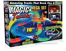 Ontel Magic Tracks Mega Set 2 LED Race Cars and 18 ft. of Flexible Bendable Glow in the Dark Racetrack As Seen on TV