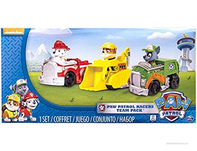 Paw Patrol Racers 3-Pack Vehicle Set Marshall Rocky Rubble,Multicolor