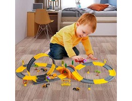 Race Car Track for Kids 181PCS STEM Building Bendable Trains Tracks with 2 Light Up Race Trucks and 3PCS Construction Car Toy Cars Set for 3 4 5 6 Year Old Boys and Girls Best Gift