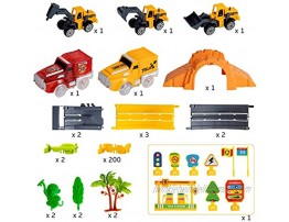 Race Car Track for Kids 181PCS STEM Building Bendable Trains Tracks with 2 Light Up Race Trucks and 3PCS Construction Car Toy Cars Set for 3 4 5 6 Year Old Boys and Girls Best Gift