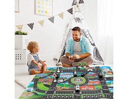 SLENPET Large Airplane Toy with 6 Police Cars Set 32.6x22.4 Inch Play Mat 11 Road Signs 9 in 1 Vehicle Toys for 2 & 3 Year Old Boys Kids Toddlers Childs
