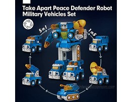 Take Apart Robot Toys Vehicle Set 5 in 1 Construction Toys for 5 Year Old Boys STEM Toys Vehicles Transform into Robot for Kids Toys for 6 7 Year Old Boys Kids Building Toys