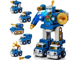 Take Apart Robot Toys Vehicle Set 5 in 1 Construction Toys for 5 Year Old Boys STEM Toys Vehicles Transform into Robot for Kids Toys for 6 7 Year Old Boys Kids Building Toys