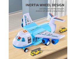 TEMI Mist Spay Storage Transport Plane Cargo with 6 Free Wheel Diecast Construction Vehicles and Playmat Kids Toy Jet Aircraft with Lights & Sounds for 3 4 5 6 Years Old Boys and Girls