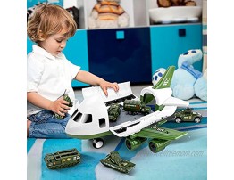 UNIH Airplane Toys Set Transport Cargo Airplane and 6PCS Mini Army Vehicles Military Vehicle Play Set Birthday Gift for Kids Toddlers Boys 3 4 5 6 Years Old