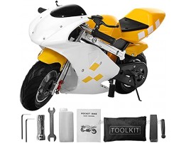 49cc 4-Stroke Mini Gas Power Pocket Bike Off-Road Motorcycle Trail Dirt Bike for Kids and Teens 13 Years and Up Outdoor Play Kids Gift