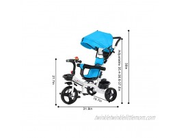 QAQZ Baby Push Trike Tricycle: Folding Kids First Bike Toddlers Pushchair Stroller with Adjustable Sun Canopy & Parent Handle & Mummy Bag & Footrest & Storage Basket Trike Bike for Child Inflant