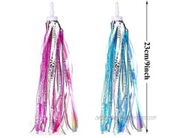 2 Pairs Kids Bicycle Tassel Ribbon Scooter Handlebar Streamers Sparkle Pink and Blue Colors Children Bike Grips Ribbons Baby Carrier Accessories Easy to Bike's Handlebars Shinny Style for Boys Girls