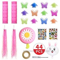 BAPHILE Bike Accessories for Kids Girls Bike Bicycle Decorations Including Pink Bike Handlebar Grips Bike Streamers Butterfly Bike Wheel Spokes Flower Bell and Stickers,Rabbit Balloon …