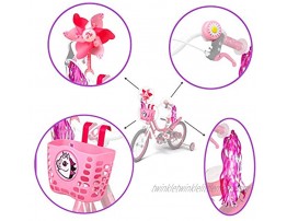BIKE ENJOY Bike Accessories for Girls – Set with Girl’s Bike Basket Tassels Flower Bell and Windmill – Accessories for Bicycles – Adorable Pink Design – Easy to Install – 5 Pieces Set