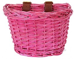 EIRONA Kids Bicycle Wicker Basket with Straps for 12-16 Inch Kids Bike Tricycle Scooter Pink & Purple & Brown