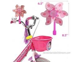 MeiMeiDa Bike Accessories for Kids Girls Bike Bicycle Decorations Including Pink Bike Handlebar Grips Bike Streamers Star Bike Wheel Spokes Flower Bell and Pinwheel