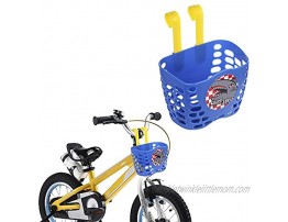 MINI-FACTORY Kid's Bike Basket Blue Basket Holder Cute Shark Dino Train Puppy Pattern Bicycle Front Handlebar Basket for Kid Boys
