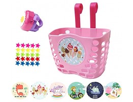 Noviko Kid Bike Basket Set,Children Bicycle Bell,Wheel Spokes,Basket Stickers,Bike Decoration Accessories Kit for Girls