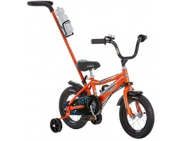 Schwinn Grit and Petunia Steerable Kids Bike Boys and Girls Beginner Bicycle 12-Inch Wheels Training Wheels Easily Removed Parent Push Handle with Water Bottle Holder Multiple Colors