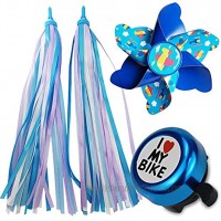 waitley 4PCS Children's Bike Accessories 1 Pack Kids Bike Bell and 2 Pack Bike Streamers and 1 Pcs Bicycle Windmill for Kids Boys Girls