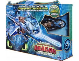 Dreamworks Dragons Giant Fire Breathing Toothless 20-inch Dragon with Fire Breathing Effects and Bioluminescent Colour for Kids Aged 4 and Up Styles Vary