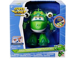 Super Wings Deluxe Transforming Supercharged Mira | 6 Flying Airplane Toys | Plane to Bot Transforming Toy | Birthday Gift for 3 4 5 Year Old Boys and Girls | Fun Airplane Toys for Preschooler