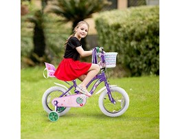 COEWSKE Kid's Bike Steel Frame Children Bicycle Little Princess Style 16 Inch with Training Wheel Purple 16 Inch
