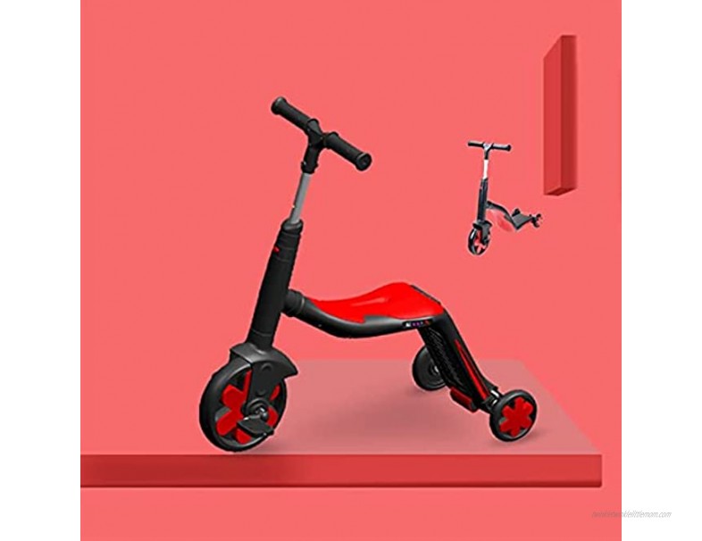 HOUBYU Tricycle for 2 Year Old Tricycle Three Modes Toddler Tricycle Flashing Wheels Toddler Bike for Carry Travel with Music Exercise Bike Tricycle for Toddlers Age 3-5 Color : Red