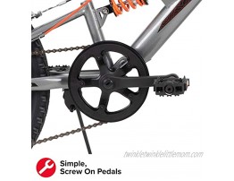 Huffy Valcon 20 Mountain Bike for Boys 6 Speed Dual Suspension Silver & Orange