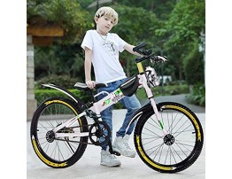 HUUH Mountain Bike for Youths 20-inch BMX Style Steel Frame Children's Bicycle Bikes with Water Bottle and Bag Adjustable Fashion Teens Boys Girls Sports Cycling Folding Bike Birthday Gifts