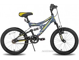 JOYSTAR Contender 18 & 20 Inch Kids Mountain Bike for Boys & Girls Featuring Small Steel Full Dual-Suspension Frame and 1-Speed Drivetrain with Kickstand Included Blue Black