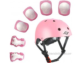 Kids Outdoor Sports Protective Gear Set and Helmet,Boys Girls Adjustable Helmet W-001 with Pads Set Knee Elbow Pads and Wrist Guards for Roller Scooter Skateboard BicycleAge5 and Older